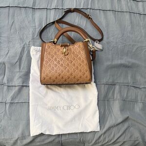 Jimmy Choo Brown Embossed Satchel